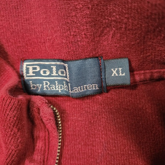 Polo Ralph Lauren Jumper Pullover Mens XL 1/4 Zip Burgundy Sweater‎ Estate Rib - Picture 8 of 15